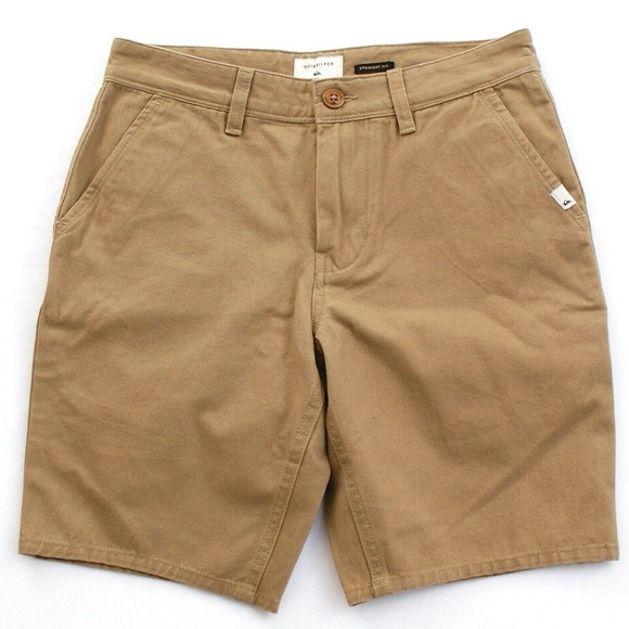 Quicksilver Straight Fit Flat Front Shorts Tan sz 34 - Picture 1 of 6